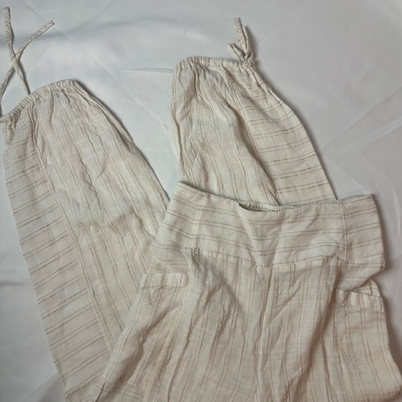 l*space Pants - L*Space Summer Love Pants Cream Beige Stripe Tie Ankle Swim Cover Up Size M